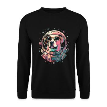 Retro Space Labrador Shirt Colorful Artwork - Unisex Sweatshirt - black - Front - Alina (178cm) & Michal (187cm)