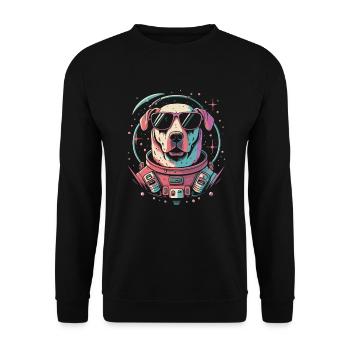 Retro Space Labrador Shirt Colorful Artwork - Unisex Sweatshirt - black - Front - Alina (178cm) & Michal (187cm)