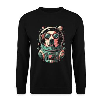 Retro Space Labrador Shirt Colorful Artwork - Unisex Sweatshirt - black - Front - Alina (178cm) & Michal (187cm)
