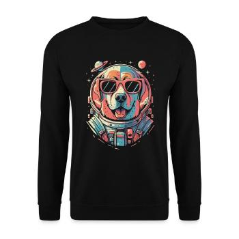 Retro Space Labrador Shirt Colorful Artwork - Unisex Sweatshirt - black - Front - Alina (178cm) & Michal (187cm)