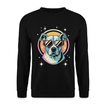 Retro Space Labrador Shirt Colorful Artwork - Unisex Sweatshirt - black - Front - Alina (178cm) & Michal (187cm)