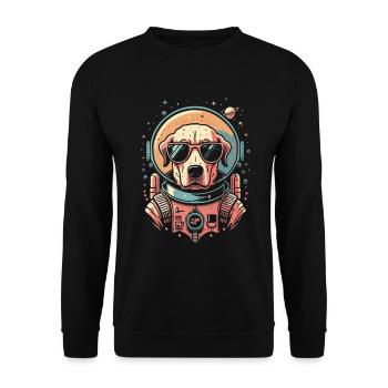 Retro Space Labrador Shirt Colorful Artwork - Unisex Sweatshirt - black - Front - Alina (178cm) & Michal (187cm)