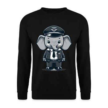 Pilote d’éléphant mignon - Sweat-shirt Unisexe - noir - Devant - Alina (178cm) & Michal (187cm)