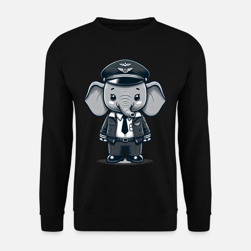 Cute Elephant Pilot - Unisex Pullover - Schwarz