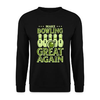 Make Bowling great again - Bowlingkugel Pin - Unisex Pullover - Schwarz - Vorne - Alina (178cm) & Michal (187cm)