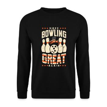 Make Bowling Great Again - Bowling Ball Pin - Sweat-shirt Unisexe - noir - Devant - Alina (178cm) & Michal (187cm)