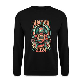 Abitur 2024 Abi Abschlussklasse Astronaut - Unisex Pullover - Schwarz - Vorne - Alina (178cm) & Michal (187cm)