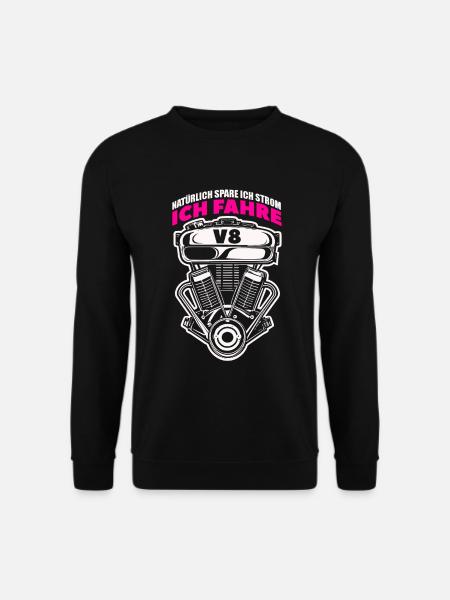 Natürlich spare ich Strom Ich fahre V8 - Unisex Pullover - Schwarz