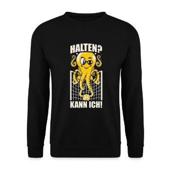 Halten? Kann ich! Handballtorwart Handball Torwart - Unisex Pullover - Schwarz - Vorne - Alina (178cm) & Michal (187cm)