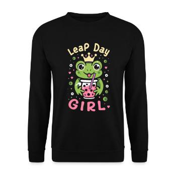 Fille du jour bissextile 29 février anniversaire grenouille bulle - Sweat-shirt Unisexe - noir - Devant - Alina (178cm) & Michal (187cm)