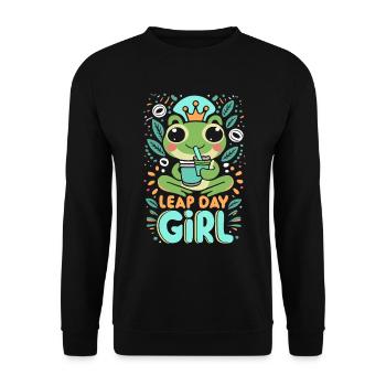 Fille du jour bissextile 29 février anniversaire grenouille bulle - Sweat-shirt Unisexe - noir - Devant - Alina (178cm) & Michal (187cm)