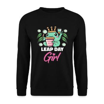 Fille du jour bissextile 29 février anniversaire grenouille bulle - Sweat-shirt Unisexe - noir - Devant - Alina (178cm) & Michal (187cm)