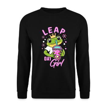 Fille du jour bissextile 29 février anniversaire grenouille bulle - Sweat-shirt Unisexe - noir - Devant - Alina (178cm) & Michal (187cm)