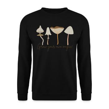 Cultivez votre propre magie ! Champignons pastel Tranquillité - Sweat-shirt Unisexe - noir - Devant - Alina (178cm) & Michal (187cm)
