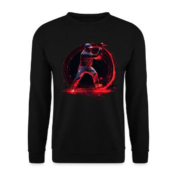 Baseball pitcher in red neon sign, pop art - Unisex Sweatshirt - black - Front - Alina (178cm) & Michal (187cm)