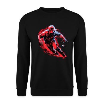 Baseballspieler roter Fänger in der Pop Art - Unisex Pullover - Schwarz - Vorne - Alina (178cm) & Michal (187cm)