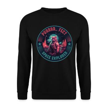 Astronaut Bengal Cat Retro Space Explorer - Unisex Sweatshirt - black - Front - Alina (178cm) & Michal (187cm)