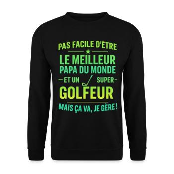 Super Papa Golfeur Golf cadeau fête des pères Noël - Sweat-shirt Unisexe - noir - Devant - Alina (178cm) & Michal (187cm)