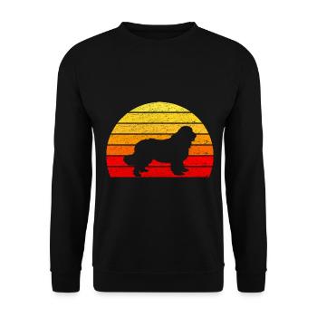 Neufundland Hund T Shirt - Retro Sonnenaufgang - Unisex Pullover - Schwarz - Vorne - Alina (178cm) & Michal (187cm)