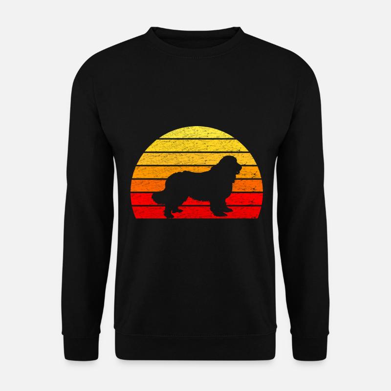 Neufundland Hund T Shirt - Retro Sonnenaufgang - Unisex Pullover - Schwarz