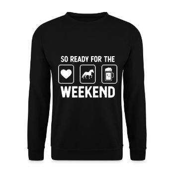 Donc prêt pour le week-end - bière - cheval - - Sweat-shirt Unisexe - noir - Devant - Alina (178cm) & Michal (187cm)