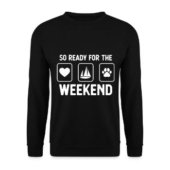 So ready for the weekend - Patte de chien - Voile - Sweat-shirt Unisexe - noir - Devant - Alina (178cm) & Michal (187cm)