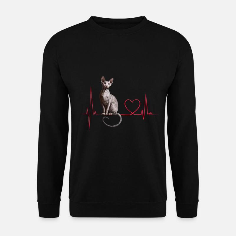 Cats Heartbeat Gift - Unisex Sweatshirt - black