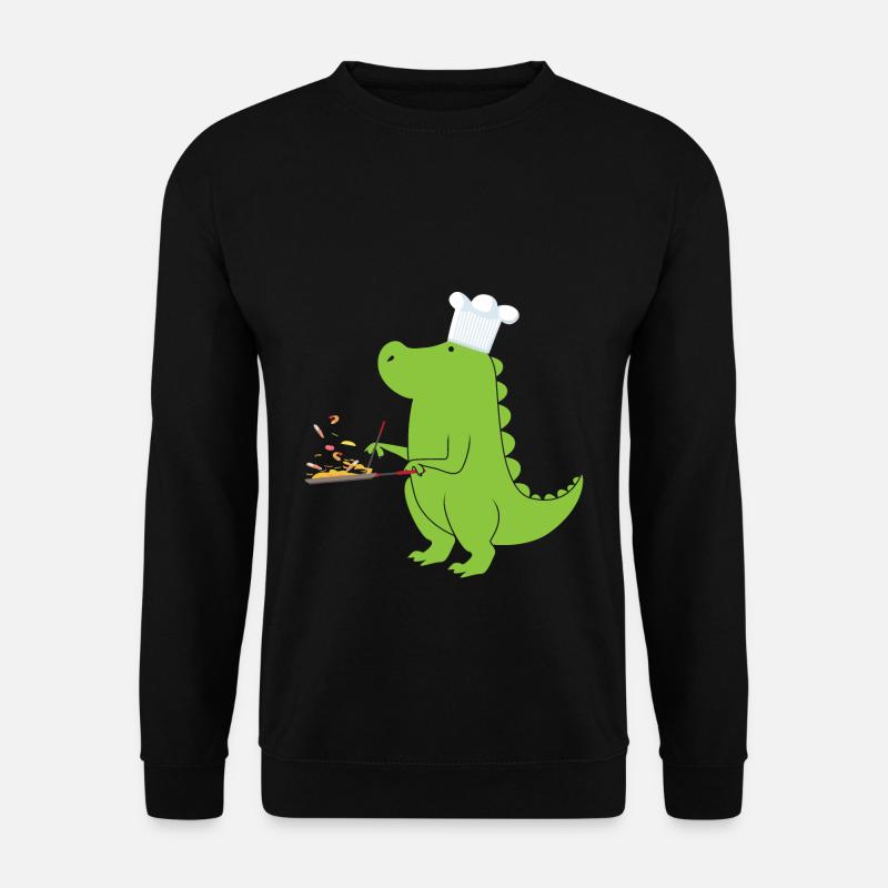Dino T-Rex chef cook at work - Unisex Sweatshirt - black