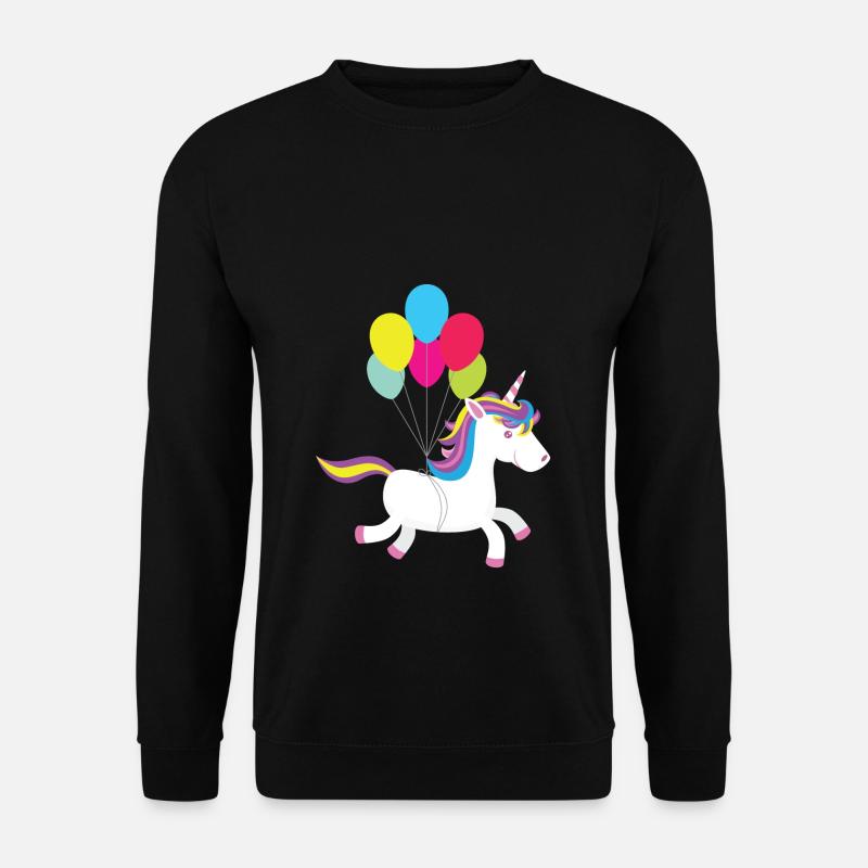Einhorn hebt ab mit Luftballons - Unisex Pullover - Schwarz