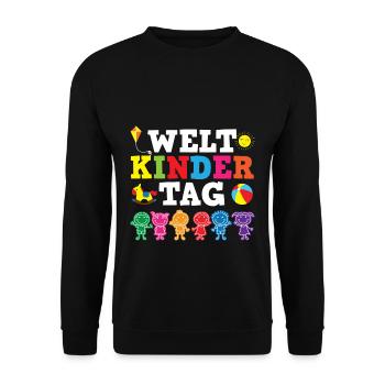 Weltkindertag Geschenk Mama Papa Kinder - Unisex Pullover - Schwarz - Vorne - Alina (178cm) & Michal (187cm)