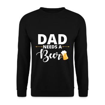 Papa a besoin d'une bière | Cadeau Bière Fête des Pères - Sweat-shirt Unisexe - noir - Devant - Alina (178cm) & Michal (187cm)