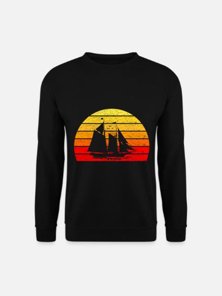 Sailboat sailing - sun sunrise retro - Unisex Sweatshirt - black