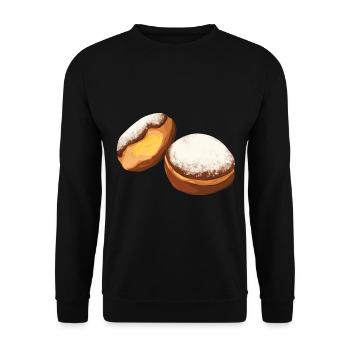 Krapfen Faschingskrapfen Berliner Pfannkuchen - Unisex Pullover - Schwarz - Vorne - Alina (178cm) & Michal (187cm)