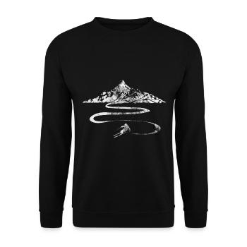 Mountain - Winding Line - Skiing - (3) - Unisex Sweatshirt - black - Front - Alina (178cm) & Michal (187cm)
