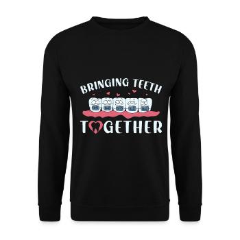 Braces Dentist Funny Orthodontist - Unisex Pullover - Schwarz - Vorne - Alina (178cm) & Michal (187cm)