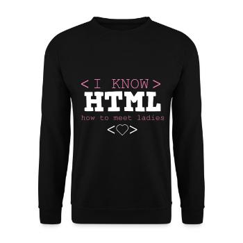 HTML Editor Hypertext Markup Language Web Document - Unisex Sweatshirt - black - Front - Alina (178cm) & Michal (187cm)