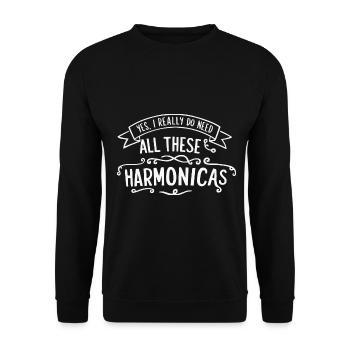 Cadeau de jeu d’harmonica - Sweat-shirt Unisexe - noir - Devant - Alina (178cm) & Michal (187cm)