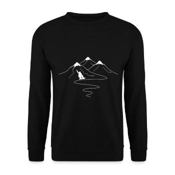 Bergwegkurven und Snowboarden - (SN) (2) - Unisex Pullover - Schwarz - Vorne - Alina (178cm) & Michal (187cm)