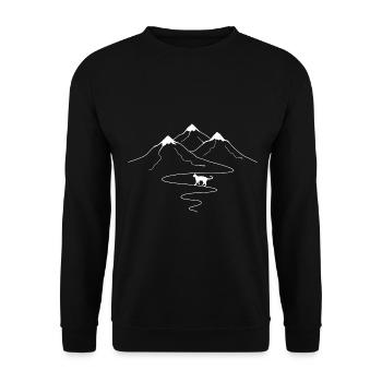 Mountain trail curves and cat - - Unisex Sweatshirt - black - Front - Alina (178cm) & Michal (187cm)