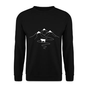 Courbes des sentiers de montagne et vache - - Sweat-shirt Unisexe - noir - Devant - Alina (178cm) & Michal (187cm)