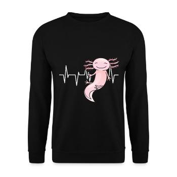 Lustiger Axolotl Niedlich Kawaii Tier Spaß Liebhab - Unisex Pullover - Schwarz - Vorne - Alina (178cm) & Michal (187cm)
