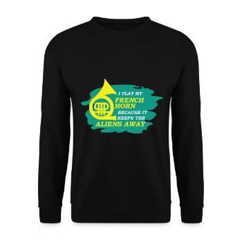 French Horn Hornist - Unisex Pullover - Schwarz - Vorne - Alina (178cm) & Michal (187cm)