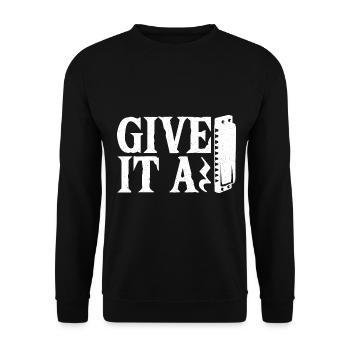 Playing Harmonica Gift - Unisex Sweatshirt - black - Front - Alina (178cm) & Michal (187cm)