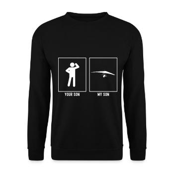 Your Son - My Son - Heavenly Gliding Man - Unisex Sweatshirt - black - Front - Alina (178cm) & Michal (187cm)