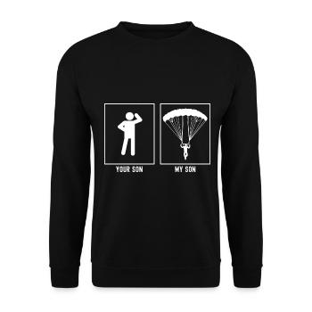 Your son - My son - Paragliding from before - Unisex Sweatshirt - black - Front - Alina (178cm) & Michal (187cm)