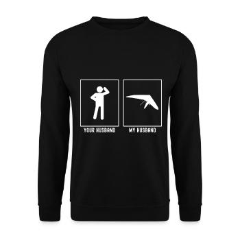 Son mari - Mon mari - Sky Gliding - Sweat-shirt Unisexe - noir - Devant - Alina (178cm) & Michal (187cm)