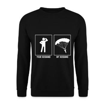Son mari - Mon mari - Parapente La - Sweat-shirt Unisexe - noir - Devant - Alina (178cm) & Michal (187cm)