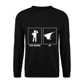 Ton mari - Moi - Ciel glissant vers la gauche - Sweat-shirt Unisexe - noir - Devant - Alina (178cm) & Michal (187cm)