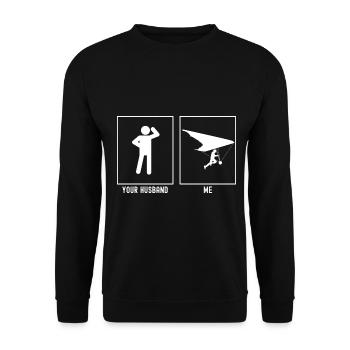 Her husband - Me - gliding hanging - Unisex Sweatshirt - black - Front - Alina (178cm) & Michal (187cm)