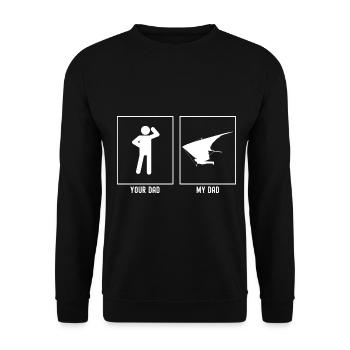 Dein Vater - Mein Vater - Segelfliegen Links - Unisex Pullover - Schwarz - Vorne - Alina (178cm) & Michal (187cm)